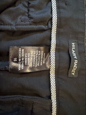 Hilary Radley Black Skirt with Black-and-White Striped Trim